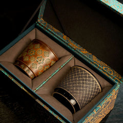 Handmade Tang Dynasty Baoxiang Flower & Huiwen Pattern Coffee Cup Set – 2-Piece Gift Box