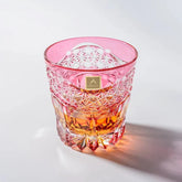 Edo Kiriko Handmade Lead-Free Rose Starburst Crystal Whiskey Glass-320ML