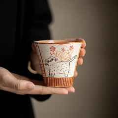 Cat Ceramic Coffee Mug – Original Cute Minimalist Tea Cup & Friendship Gift