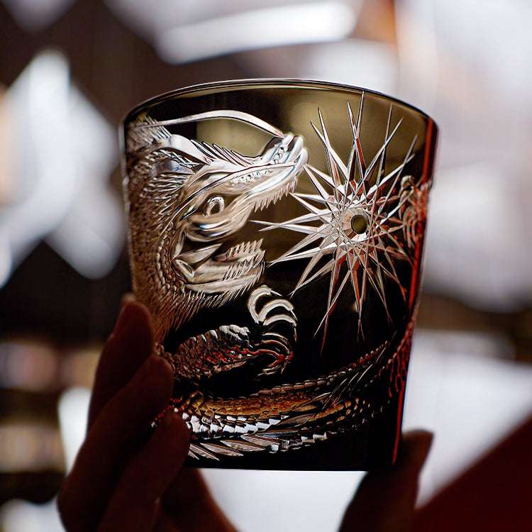 ClayWhispers Handcrafted Soaring Dragon Whisky Glass With Wooden Box