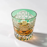 Edo Kiriko Handcrafted Emerald Pattern Lead-Free Crystal Whiskey Glass-320ML