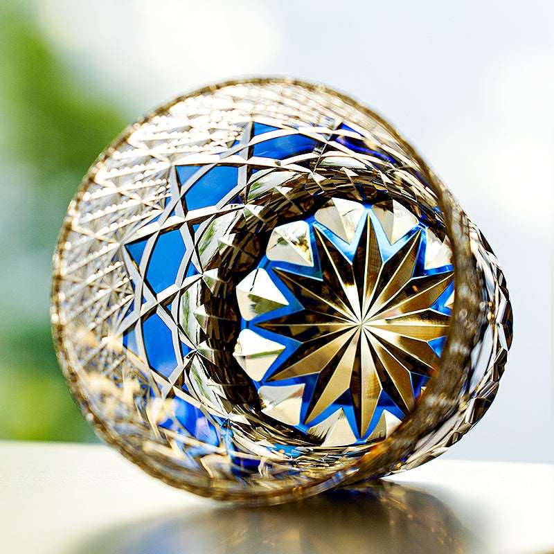 ClayWhispers Handcrafted Sapphire Fluorite Whisky Glass With Wooden Box