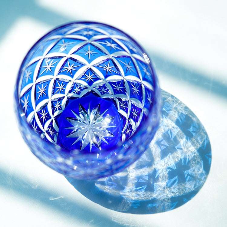 ClayWhispers Handcrafted Sapphire Shippo Whisky Glass With Wooden Box