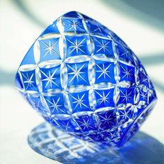 ClayWhispers Handcrafted Sapphire Shippo Whisky Glass With Wooden Box