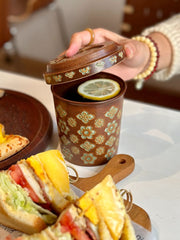 Handmade Tang Baoxiang Lidded Cup – Large Capacity Milk Tea & Office Mug