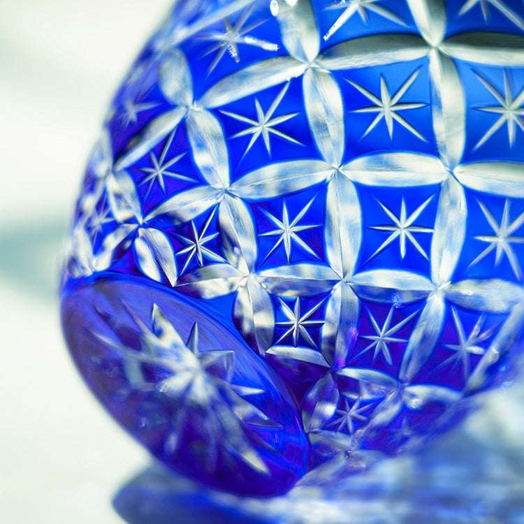 ClayWhispers Handcrafted Sapphire Shippo Whisky Glass With Wooden Box