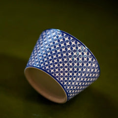 "Qiyuan" Handcrafted Underglaze Carved Peony Porcelain Cup – 110ml