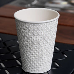 Qiyuan Under-glaze Floral Carved Diamond Pattern Drink Cup (360ML) - Moonlight White