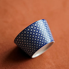 "Qiyuan" Handcrafted Underglaze Carved Peony Porcelain Cup – 110ml