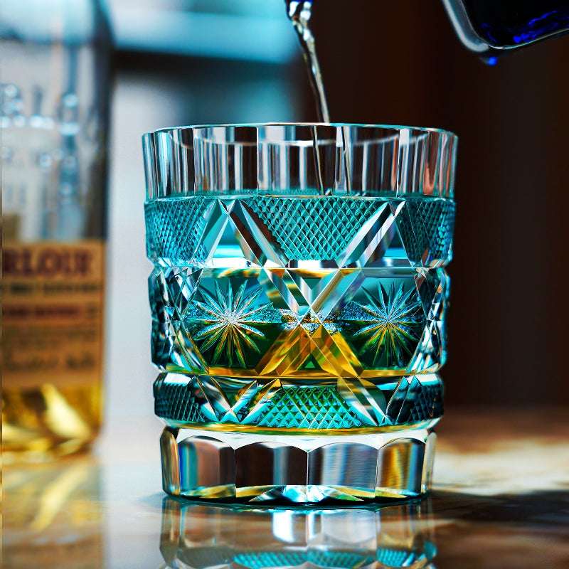 ClayWhispers Handcrafted Kiku Suji Whisky Glass With Wooden Box