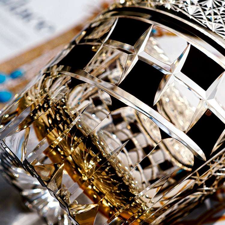 ClayWhispers Handcrafted Midnight Motif Whisky Glass With Wooden Box