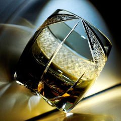 ClayWhispers Handcrafted Obsidian Lightning Whisky Glass With Wooden Box