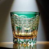 ClayWhispers Handcrafted Emerald Prism Whisky Glass With Wooden Box