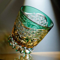 ClayWhispers Handcrafted Emerald Prism Whisky Glass With Wooden Box