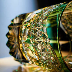 ClayWhispers Handcrafted Emerald Prism Whisky Glass With Wooden Box