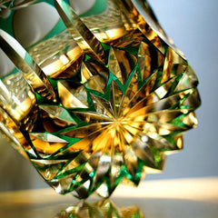 ClayWhispers Handcrafted Emerald Prism Whisky Glass With Wooden Box