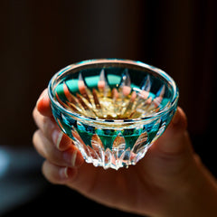 Edo Kiriko Handcrafted Lotus Glass