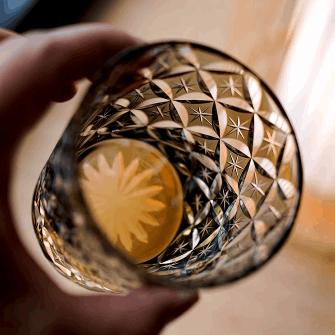 ClayWhispers Handcrafted Asanoha Star Whisky Glass With Wooden Box