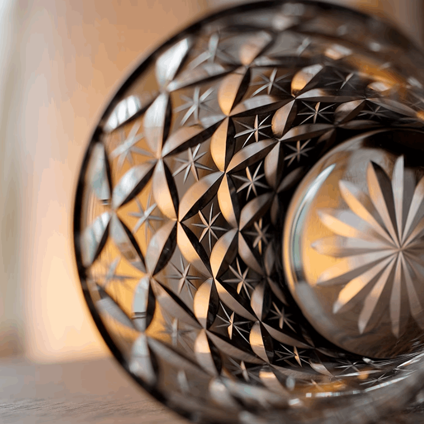 ClayWhispers Handcrafted Asanoha Star Whisky Glass With Wooden Box