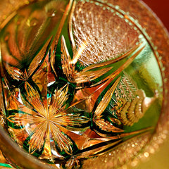 Edo Kiriko Handcrafted Emerald Peacock Whisky Glass