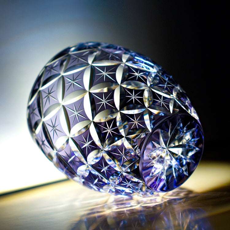 ClayWhispers Handcrafted Violet Shippo Whisky Glass With Wooden Box