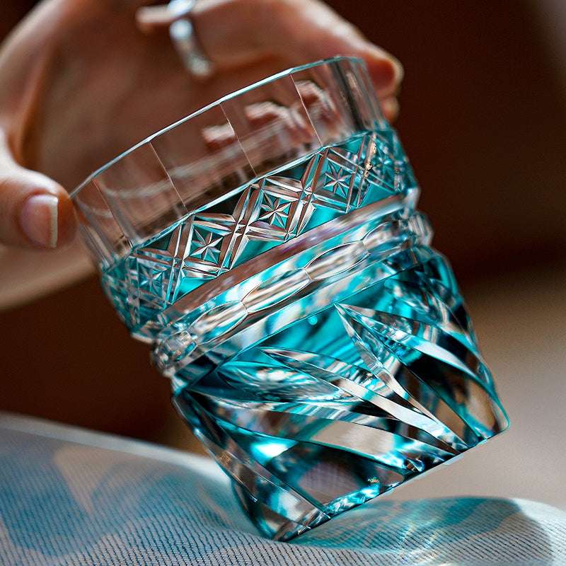 ClayWhispers Handcrafted Aozora Kaze Whisky Glass With Wooden Box