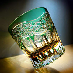 ClayWhispers Handcrafted Emerald Prism Whisky Glass With Wooden Box