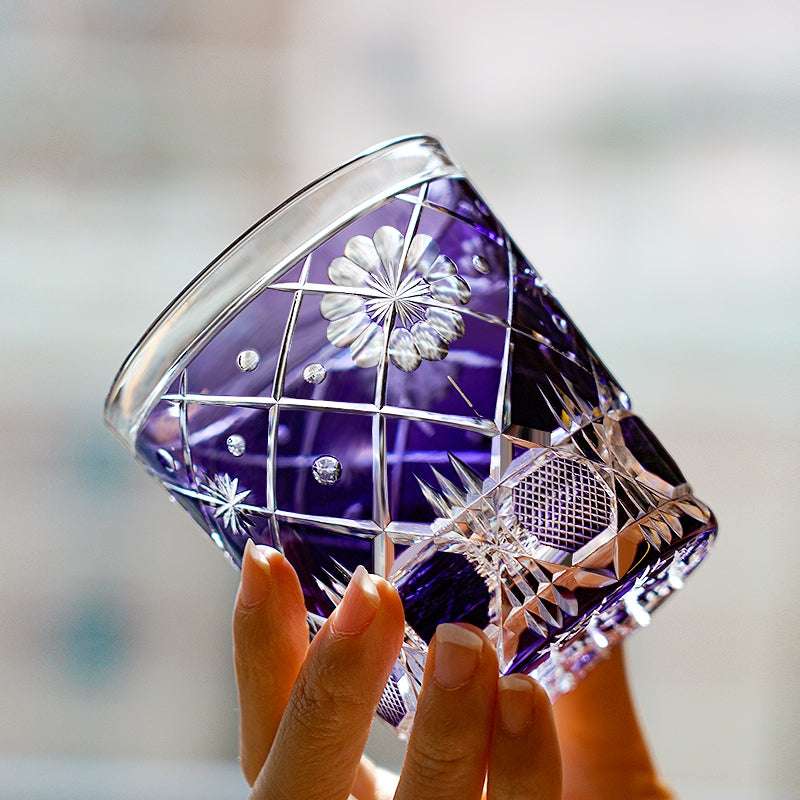 ClayWhispers Handcrafted Violet Kohana Blossom Glass With Wooden Box