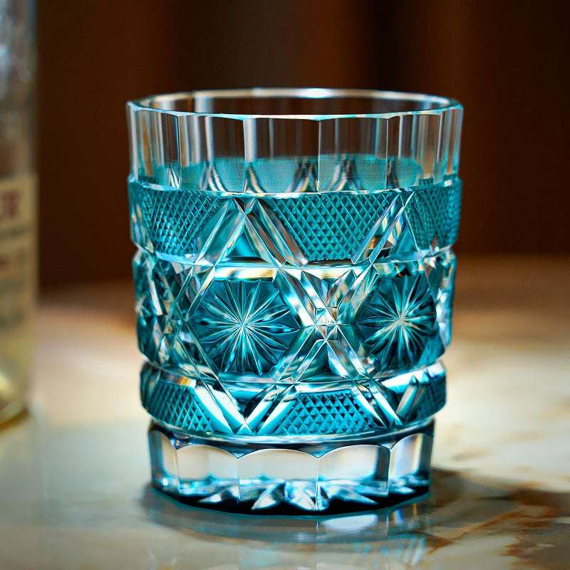 ClayWhispers Handcrafted Kiku Suji Whisky Glass With Wooden Box