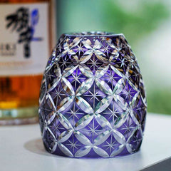 ClayWhispers Handcrafted Violet Shippo Whisky Glass With Wooden Box