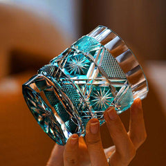 ClayWhispers Handcrafted Kiku Suji Whisky Glass With Wooden Box