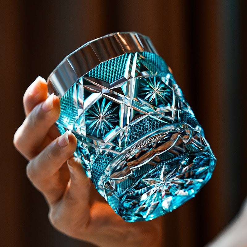 ClayWhispers Handcrafted Kiku Suji Whisky Glass With Wooden Box