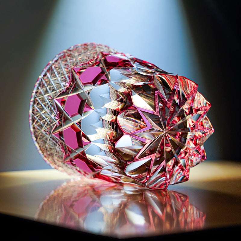 ClayWhispers Handcrafted Rose Fluorite Whisky Glass With Wooden Box