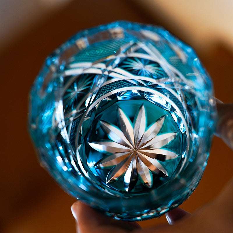 ClayWhispers Handcrafted Kiku Suji Whisky Glass With Wooden Box