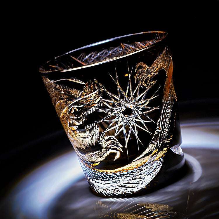 ClayWhispers Handcrafted Soaring Dragon Whisky Glass With Wooden Box