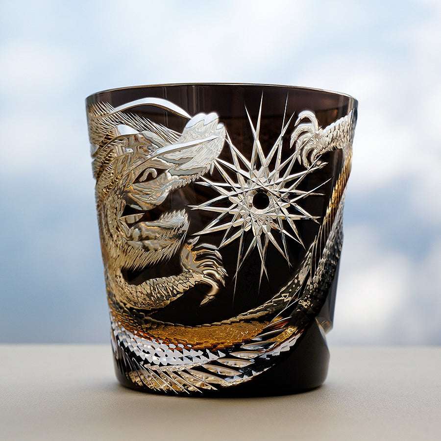 ClayWhispers Handcrafted Soaring Dragon Whisky Glass With Wooden Box