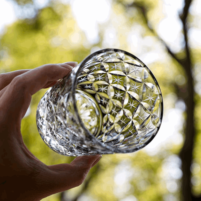 ClayWhispers Handcrafted Asanoha Star Whisky Glass With Wooden Box