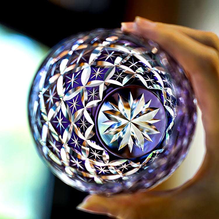 ClayWhispers Handcrafted Violet Shippo Whisky Glass With Wooden Box