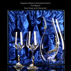 Metallic Flower Crystal Wine Glasses with Decanter Suitcase Set