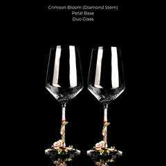 Metallic Flower Crystal Wine Glasses with Decanter Suitcase Set