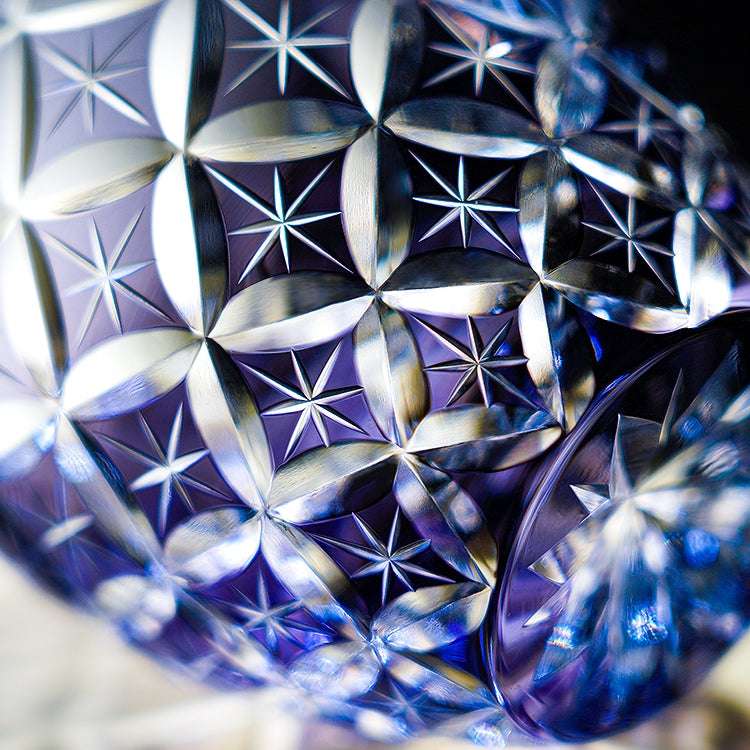 ClayWhispers Handcrafted Violet Shippo Whisky Glass With Wooden Box