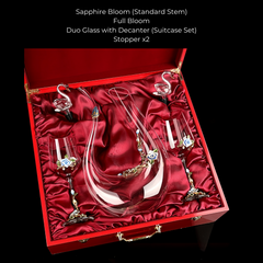 Metallic Flower Crystal Wine Glasses with Decanter Suitcase Set