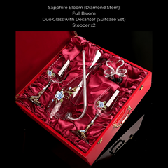 Metallic Flower Crystal Wine Glasses with Decanter Suitcase Set