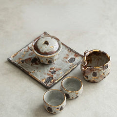 Handmade Dunhuang-Inspired Wabi-Sabi Tea Set