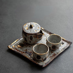 Handmade Dunhuang-Inspired Wabi-Sabi Tea Set