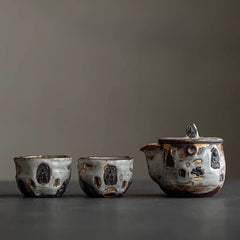 Handmade Dunhuang-Inspired Wabi-Sabi Tea Set