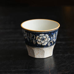 Hand-painted Retro Chinese Blue & White Coffee Cup - Artisan Crafted
