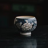Hand-painted Retro Chinese Blue & White Coffee Cup - Artisan Crafted