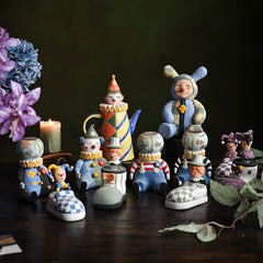 Whimsical Clown Ceramic Decor - Handcrafted Tabletop Sculpture, Unique Home Gift & Funny Desk Art"