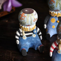 Whimsical Clown Ceramic Decor - Handcrafted Tabletop Sculpture, Unique Home Gift & Funny Desk Art"